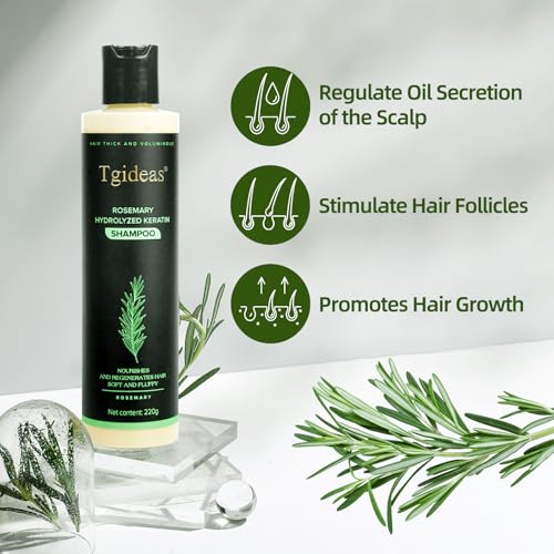 Organic Rosemary Hair Growth Shampoo for Women and Men-Natural Thickening & Strengthening Shampoo with Hydrolyzed Keratin for Thinning Hair & Hair Loss 7.4 fl.oz