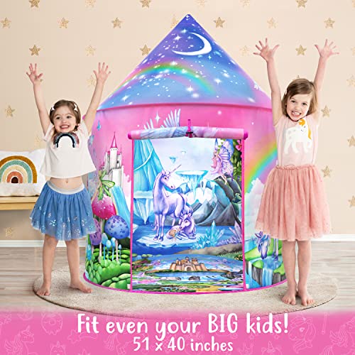 W&O Unicorn Sparkle Play Tent with Magical Unicorn Sounds - Captivating Pop Up Tent for Girls - Perfect for Indoor & Outdo...