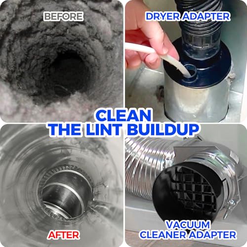 Holikme 50 Pieces 35 Feet Dryer Vent Cleaner Kit, Dryer Cleaning Tools, Include Dryer Vent Brush, Omnidirectional Blue Dry...