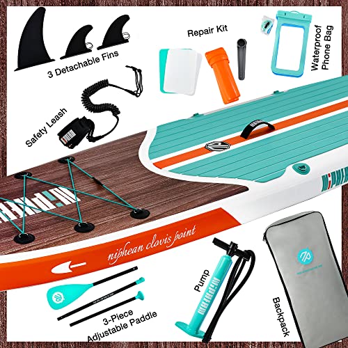 Niphean Inflatable Paddle Board, Niphean Inflatable Stand Up Paddle Board with Durable SUP Accessories, 11' and 10'6'' Sta...