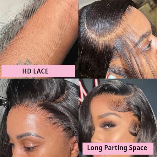 22inch 13x6 Lace Front Wigs Human Hair Pre Plucked 180% Density Body Wave HD Lace Front Wigs Frontal Wigs for Women Human Hair Wig with Baby Hair Natural Color