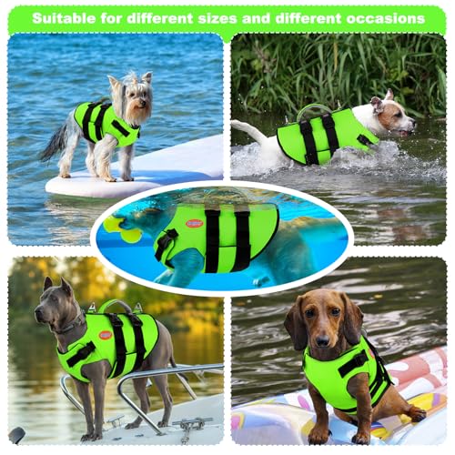 Doglay Dog Life Jacket Neoprene, High Buoyancy Dog Harness Life Vest for Swimming and Boating, Adjustable Swim Vest with R...