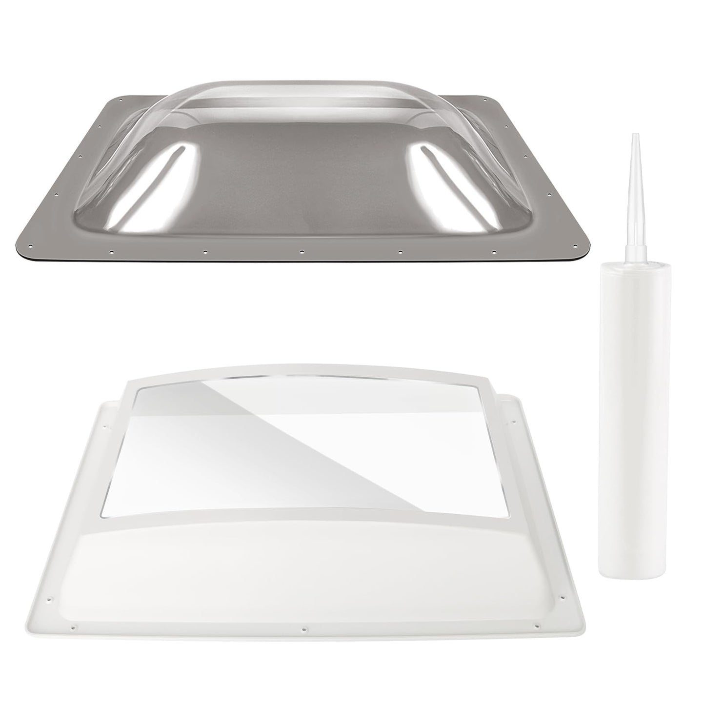 RV Skylight Replacement Bundle,18" x 26" RV Skylight Shower Outer Dome Fit 14" x 22" Openings for Camper Trailer Fifth Wheel Food Truck,Inner Dome with Window 14" x 22" + Lap Sealant+Screws,Smoke Gray