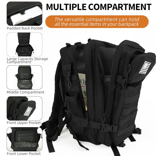 gracedon Military Tactical Backpack for Men and Women Army Camping Daypack Bug out Bag 45l Asault Pack for Travel Hiking (...
