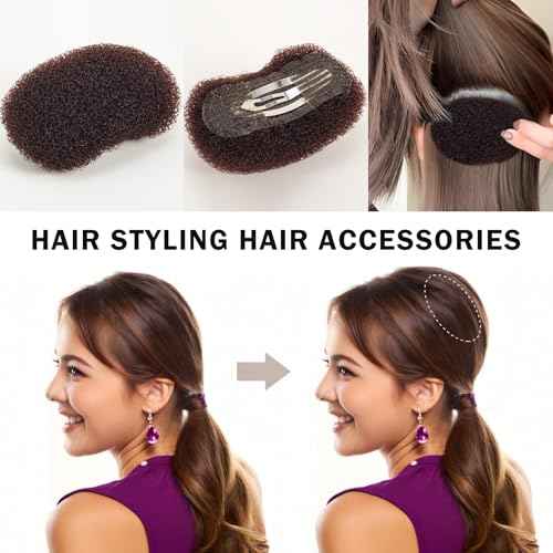 3PCs Volumizing Hair Sponge Inserts with Puff Cushion Clips ? Hair Styling Tools for Adding Volume and Fullness for Women and Girls