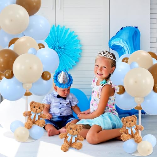 Acmee Bear Table Centerpieces for Baby Shower - Set of 6 Blue Bear Balloon Baby Shower Decorations Include Stuffed Bears B...