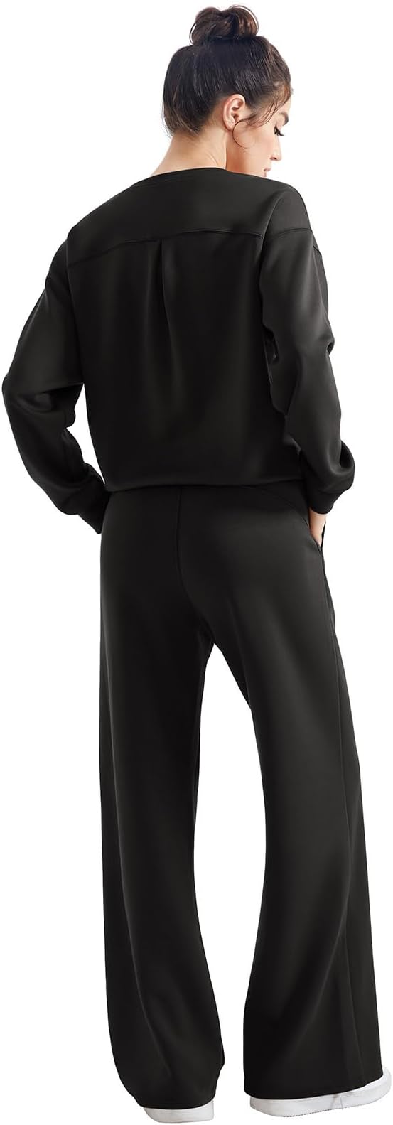 SUUKSESS Women Modal Fall 2 piece outfits Oversized Sweatshirt Wide Leg Pants