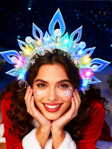 Urieo Christmas Light Up Headband LED Halo Headbands Holiday Hair Accessories for Women