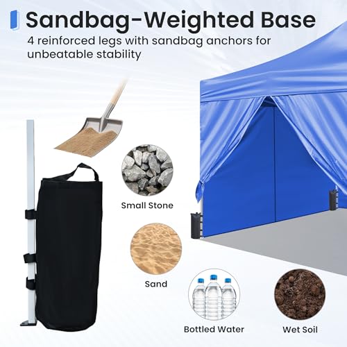 Foristrail Pop Up Canopy Tent Instant Shelter, Portable Outdoor Sun Shade (Light Blue, 10x10 with Sidewalls)