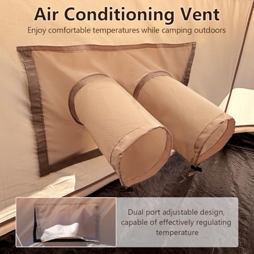 Bell Yurt Tent, Waterproof Luxury 4 Season Hot Tent with Stove Jack/Air Conditioner Vents/2 Skylight for Family Outdoor Ca...