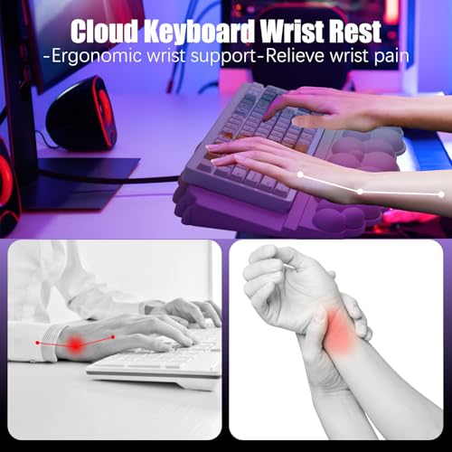Ergonomic Wrist Rest for Keyboard, Soft Memory Foam Cloud Keyboard Stand Pad with Wrist Rest Set with Non-Slip Silicone Ba...