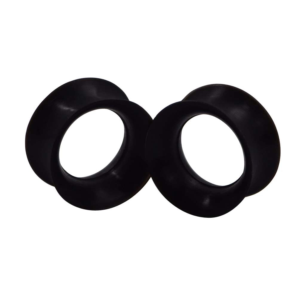 Stuppendux 1 Pair Black Soft Silicone Flexible Ear Skin Tunnels Plugs Expanders Gauges Hollow Body Piercing 9/16 14mm