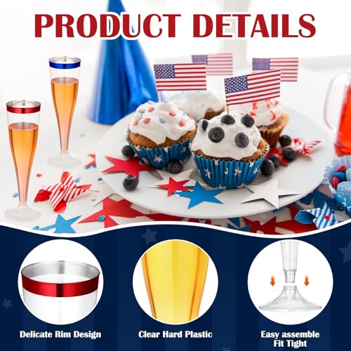 Jingmore 36 Pcs Plastic Champagne Flutes 4.5 oz Clear Toasting Glasses Cocktail Cup Wine Disposable Champagne Glass for Va...