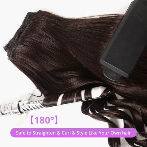 Clip in Hair Extensions Real Human Hair,100% Seamless Invisible Remy Human Hair Silky Straight,Clip Extensions for Women, 8pcs Per Set with Double Weft,2 Dark Brown,26inch 130g/4.6oz