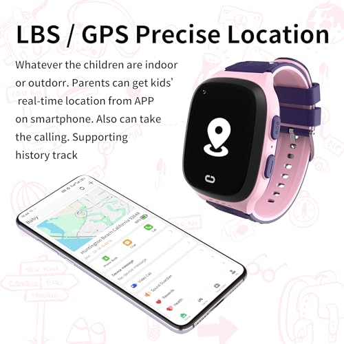 Tixpc 4G Kids Smart Watch Girls with GPS Tracker Location Video Call Cell Phone SOS Calling Voice Chat Camera Alarm Clock ...
