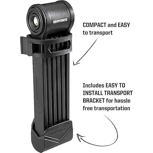 Kryptonite Keeper Folding Bike Lock, 2.75FT/3.25 FT Long Compact Lightweight High Security Anti-Theft Foldable Bicycle Lock with 2 Keys and Mount for E-Bikes Scooter Road Mountain Bike