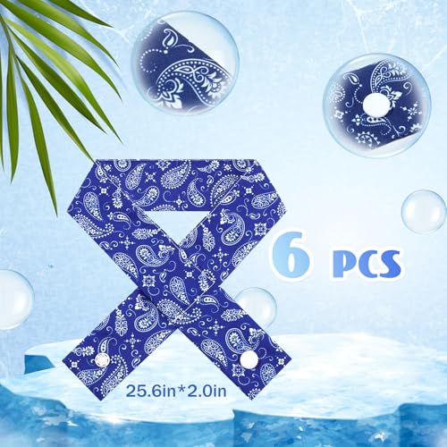 Xuhal 6 Pieces Cooling Neck Wraps Cooling Bandana Neck Cooler Ice Cooler Scarf for Women Summer Outdoor Sport Activity