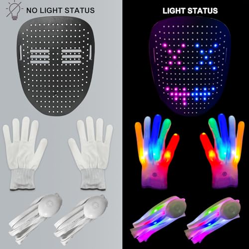 kengvo 3 Pack LED Mask Costume Set with Gesture Sensing, Gifts for Teens, Cool Stuff Christmas Toys, Light Up Mask Gloves ...