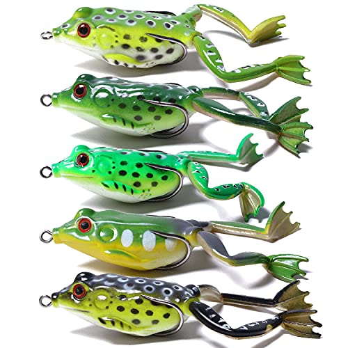 LURESMEOW Frog Lure, Topwater Fishing Lures, Frog Lures for Bass Fishing, Top Water Frog Soft Swimbaits with Weedless Fish...