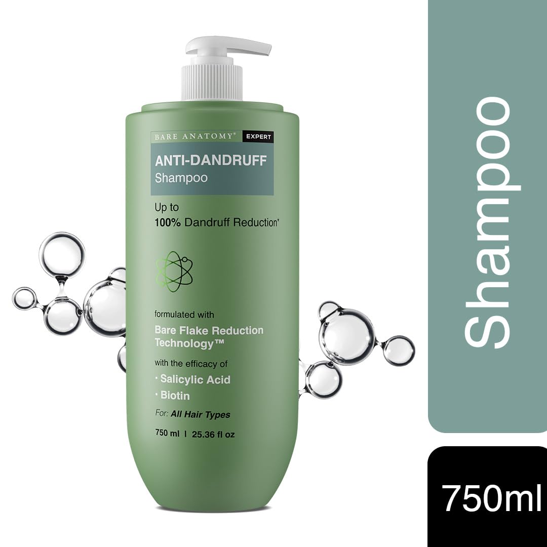Bare Anatomy Expert Anti-Dandruff Shampoo | Up to 100% Dandruff Reduction | Targets Oily Scalp and Sheds Dry Flakes | 750 ML
