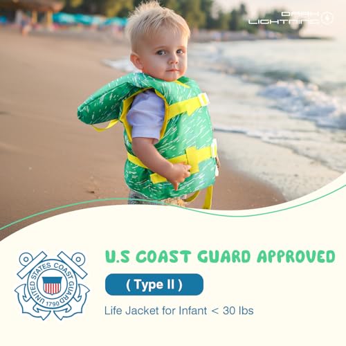 Dark Lightning USCG Approved Infant Life Jacket 0-30 lbs, Swim Vest for Baby/Toddlers 1-3 Year Old 20-30 lbs,Toddler Float...