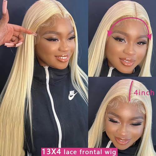 613 Lace Front Wig Human Hair 13x4 HD Transparent Straight Wigs Human Hair Blonde Lace Front Wigs Pre Plucked Glueless Wig Human Hair 180% Density Blonde Lace Frontal Wigs 22INCH