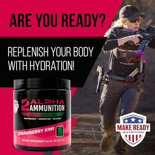 MAKE READY NUTRITION 2ALPHA Ammunition Strawberry Kiwi - Hydration, Energy Drink, and Immune Support with Vitamin C, Calci...