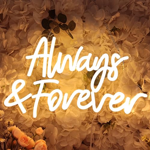 Planzo Always & Forever Led Neon Sign Light Wedding Birthday Party Backdrop Wall Decor Hanging Sign Bedroom Propose Annive...