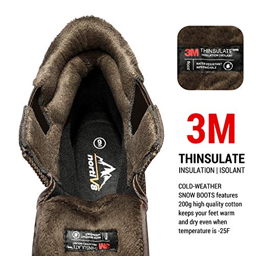 NORTIV 8 Men's Insulated Waterproof Winter Snow Boots Warm Outdoor Boots for Cold Weather