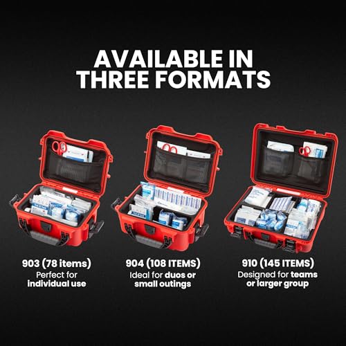 NANUK 910 Waterproof First Aid Kit 146pcs – Durable, Pre-Stocked First Aid Emergency Kit with Bandages, Tick Removal Tool,...