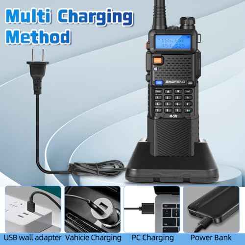 BAOFENG UV-5R Ham Radio Handheld 8W Upgrade UV5R Long Range Walkie Talkies Rechargeable 3800mAh M-5R 5RX Two Way Radio with USB-C Charger,Tactical Antenna for Hunting Survival Gear,2 Pack
