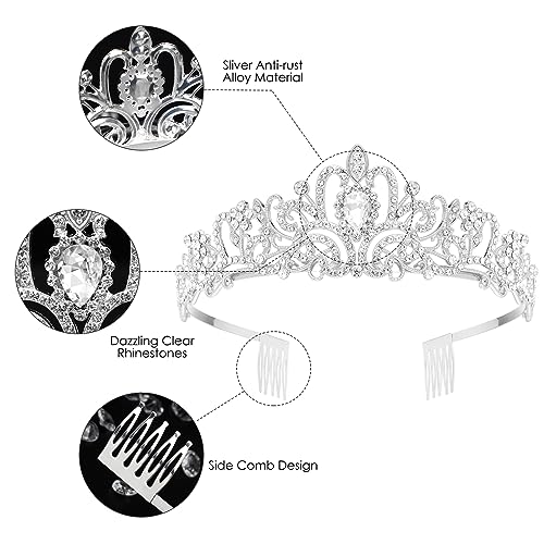 Makone Crowns for Women Princess Tiaras for Girls Queen Crown and Comb Tiara for Wedding Birthday Pageant Bridal Prom Chri...