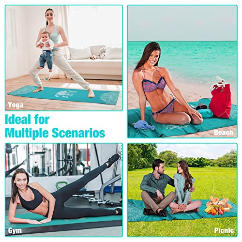 MoKo Hot Yoga Towel, Non-Slip Yoga Mat Towel with Grip Dots, 74.4"×27.3" Yoga Mat Cover for Pilates, Fitness, Meditation, ...