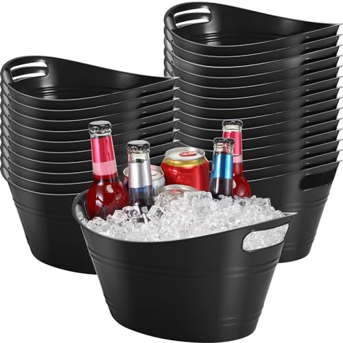 Norme 24 Pcs Oval Storage Tub with Handles 4.5L Plastic Ice Bucket, Wine, Beer, Champagne Drink Cooler for Parties, Bevera...