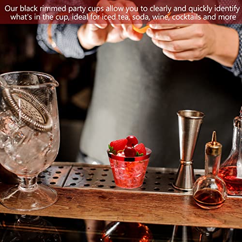 Lounsweer 100 Pcs 9oz Rimmed Plastic Cups Christmas Clear Cocktail Cups Heavy Duty Disposable Wine Glasses for Birthday Br...