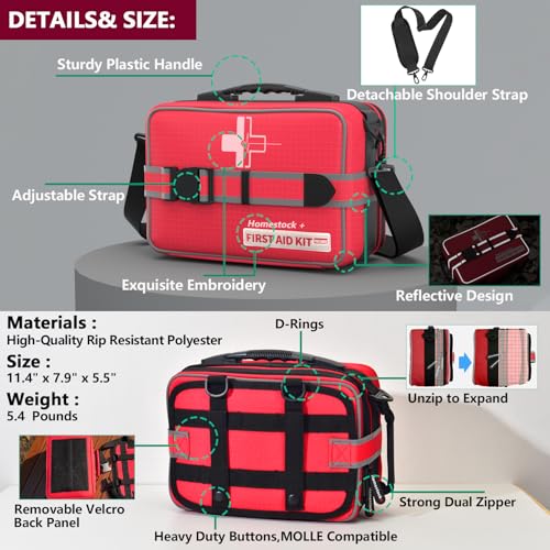 Advanced Comprehensive First Aid Kit with Well Organized Labelled Compartments Removable MOLLE System First Aid Trauma Kit...