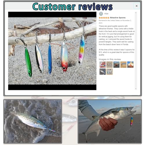 Tripquips Saltwater Jigs Fishing Lures with Ultra-Sharp Hooks, Saltwater Spoon Lure for Tuna Salmon Grouper, Sea Fishing J...