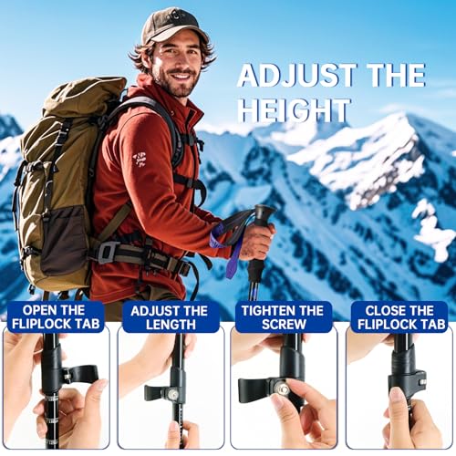 Collapsible Trekking Poles for Hiking 2 Pack - Adjustable Aluminum Hiking Poles, Lightweight Walking Sticks for Women, Me...