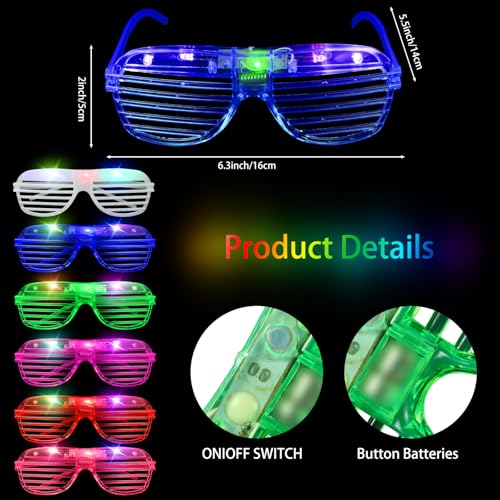 88 Pieces Light Up Party Favors Including 48 Glow Glasses LED Flashing Shutter Shades Glasses with 40 LED Cat Ear Headband...