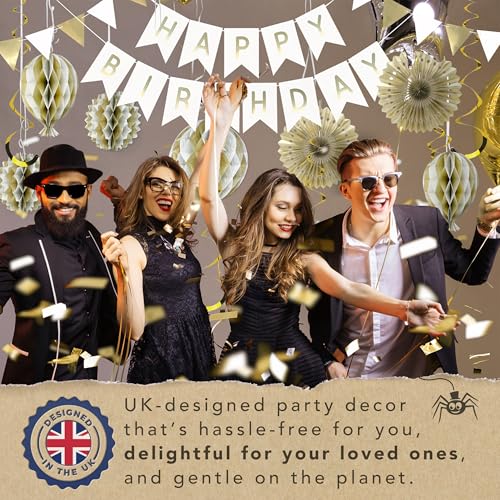 Premium Reusable Birthday Decorations - Multi-occasion Happy Birthday Banner also spells Party Day + more, Fast Assembly w...