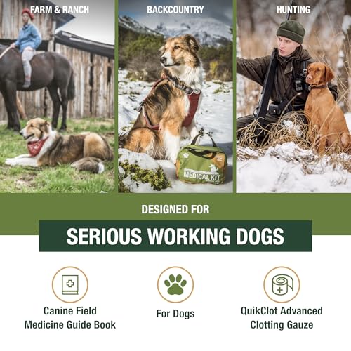 Adventure Medical Kits Workin' Dog Medical Kit with QuikClot - Canine Field First Aid Kit with Headlamp, Bandages, Cold Pa...