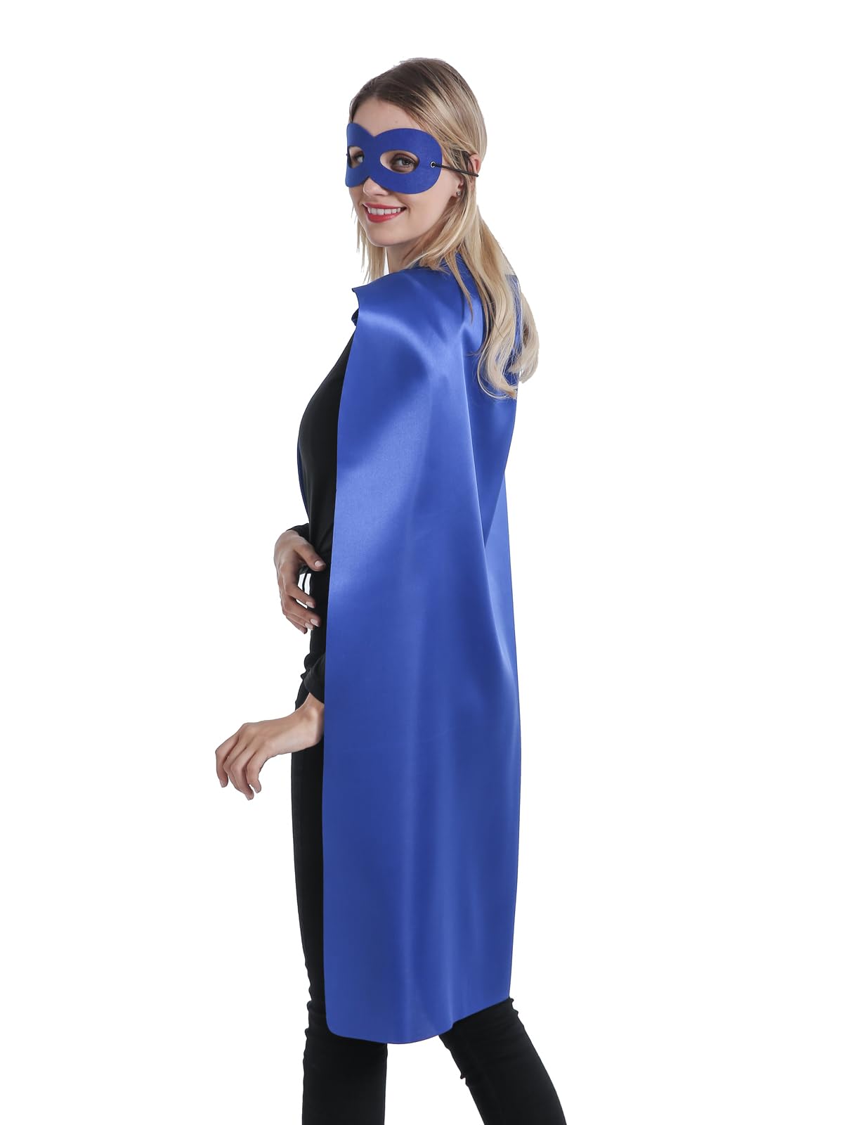 Kidsfere Superhero Capes and Masks for Teenagers Adults Men Women Team Building Dress Up Party Cape Halloween Costume 7 Pack (Blue)