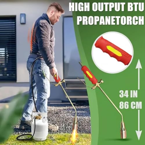 Portable Propane Torch Weed Burner Kit,Propane Flame Thrower with Hose,Electric Weed Burner,Thermal Weeder & BBQ Lighter,F...