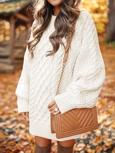 ANRABESS Womens Sweater Dress Oversized Cable Knit Chunky Long Sleeve Short Dresses 2025 Fall Outfits Vacation Winter Clothes