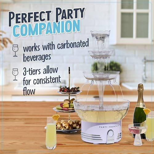 Nostalgia Countertop Retro Lighted Party Beverage Fountain – 1.5 Gallon Capacity, 3-Tiered Cascading Tower with LED Base -...