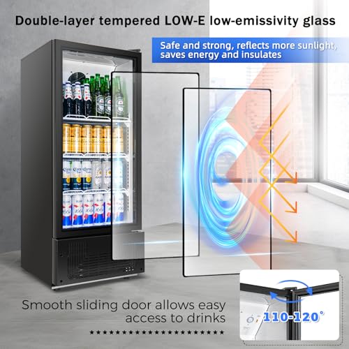 BINGERMA 6.5 Cu.Ft Commercial Beverage Refrigerator Glass Door Upright Drink Cooler Display Fridge with Adjustable Shelves...
