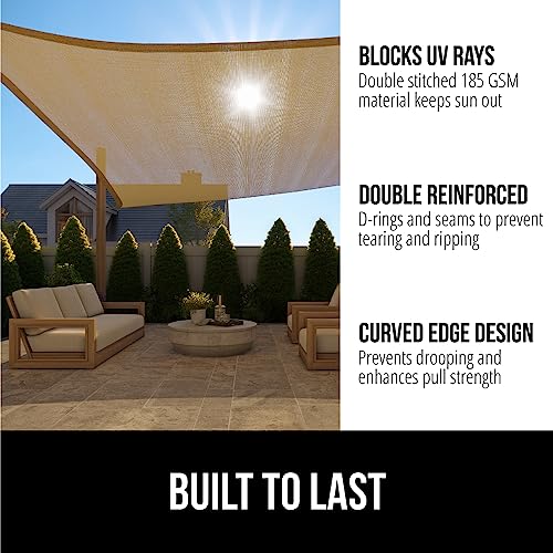 GORILLA GRIP Heavy Duty Sun Shade, UV Protection Fade Tear and Rust Resistant Rectangle Sunshade Canopy, Curved Edges Bloc...