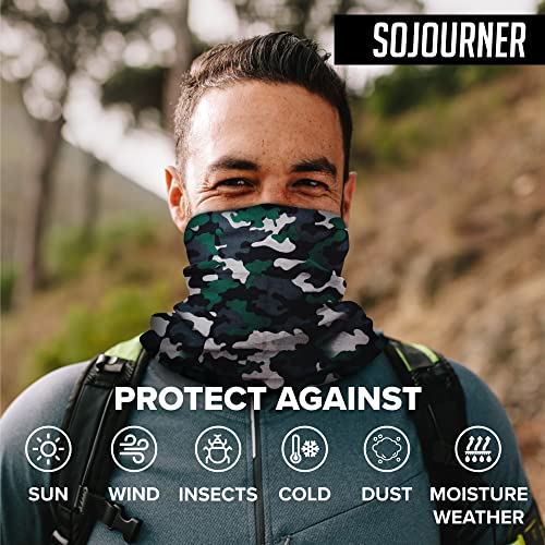 Sojourner Neck Gaiter, Bandana, Buff (9 Pack) - Face Cover for Men, Women, and Teens - Neck Warmer UV Sun Protection Gator