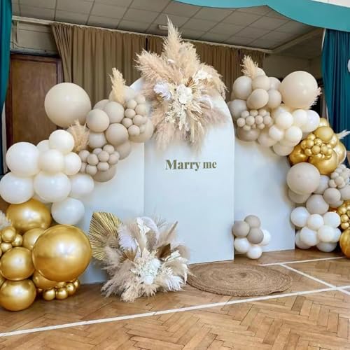 100Pcs White and Gold Balloons 12 Inch White Sand Gold Metallic Latex Balloons Beige Gold Party Balloons for Boho Wedding ...