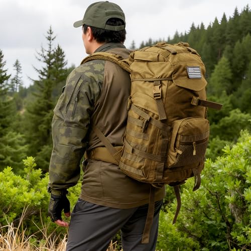 AUMENTAR 50L Tactical Backpack for Men and Women, Water-Resistant Molle Rucksack, Large Military Assault Pack for Hiking, ...